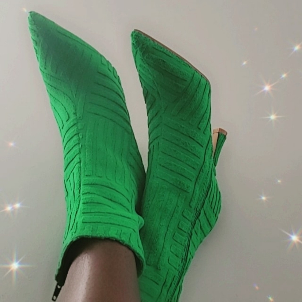 Green zip booties